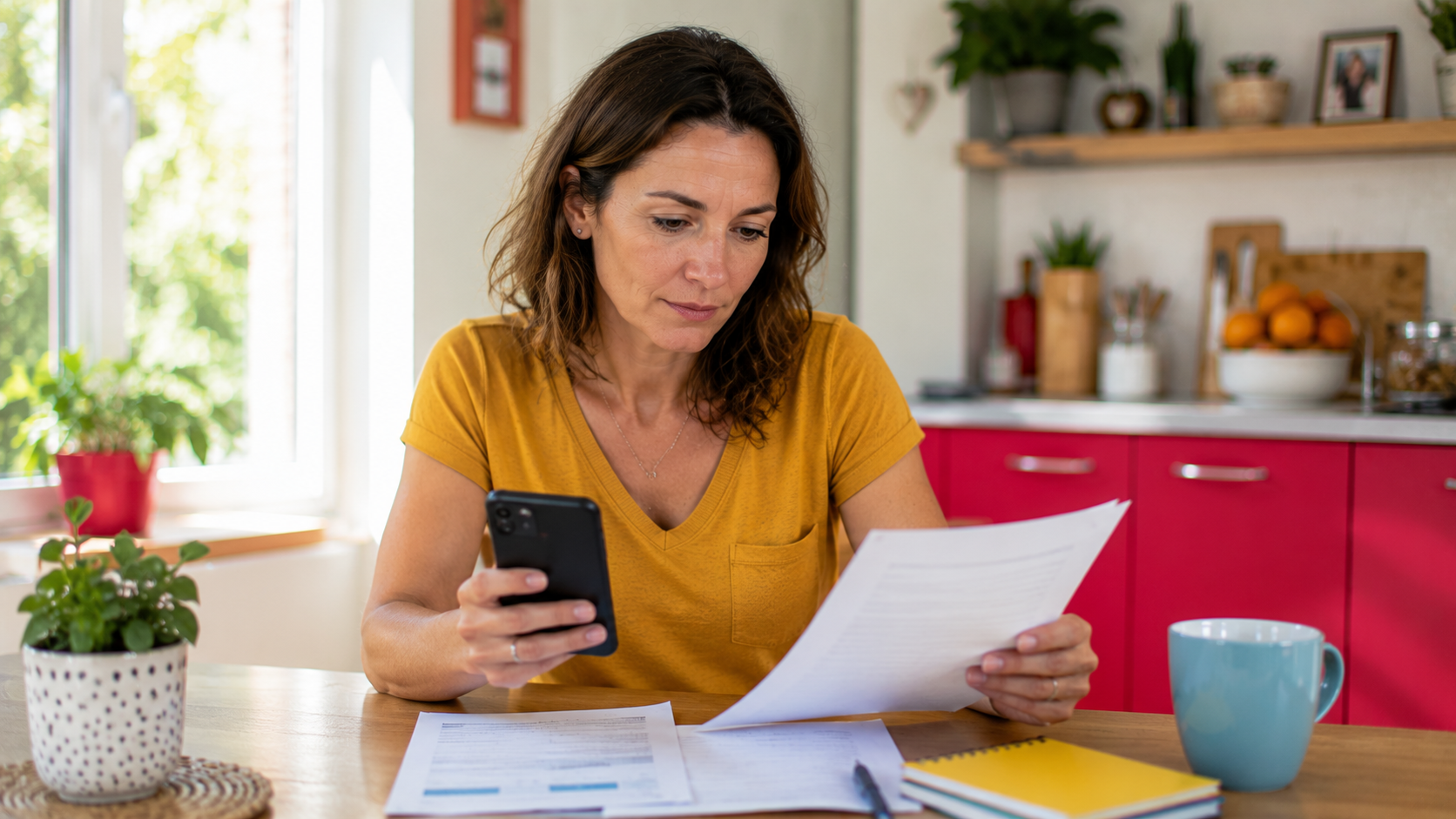Femme seule cherchant des solutions après un refus de rachat de crédits